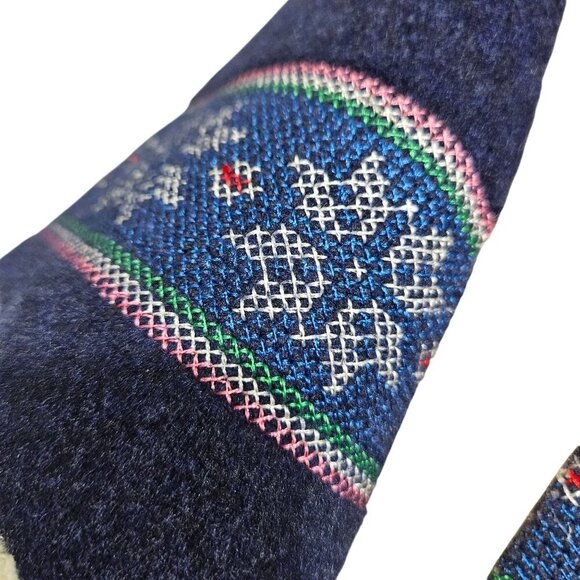 Lands End Womens Wool Blend Slip-On‎ Slippers Sherpa Blue Nordic Snowflake 9 - Picture 9 of 11